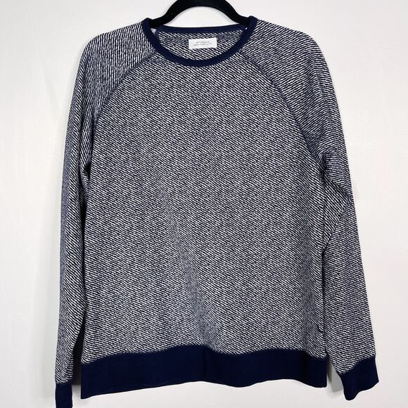 Saturdays New York City Mens Small Navy Blue White Zebra Knit Crew Neck Sweater - Picture 1 of 8
